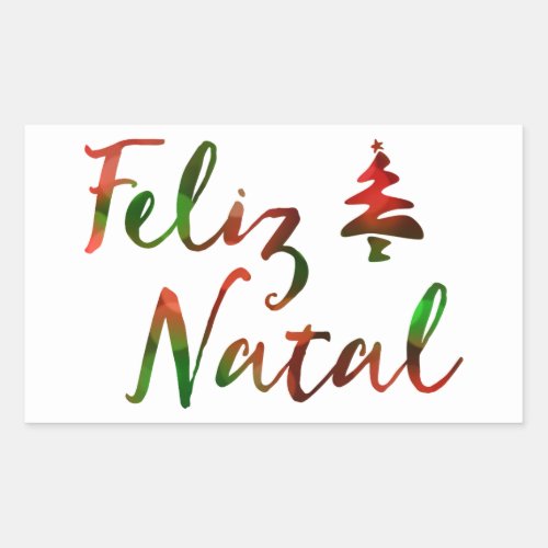 Feliz Natal bokeh tree lights Rectangular Sticker