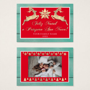 Feliz Natal e um Próspero Ano Novo Gold Red Rustic