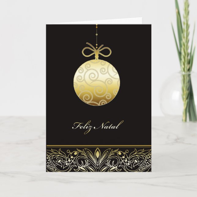 Feliz natal, Merry christmas in Portuguese Holiday Card (Front)