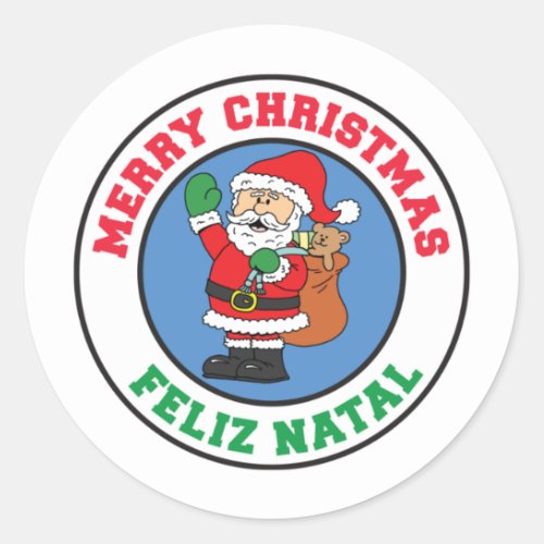 Feliz Natal Merry Christmas Santa Classic Round Sticker