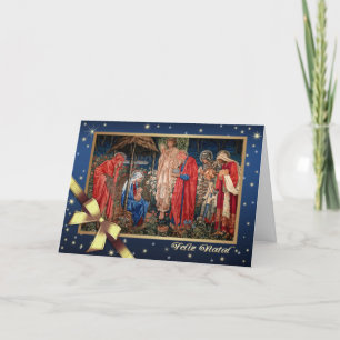 Feliz Natal. Nativity Scene Card in Portuguese