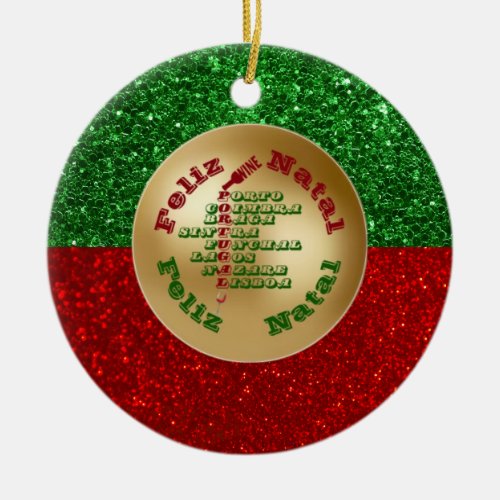 Feliz Natal Portugal Wine Lisbon Porto Braga Ceramic Ornament