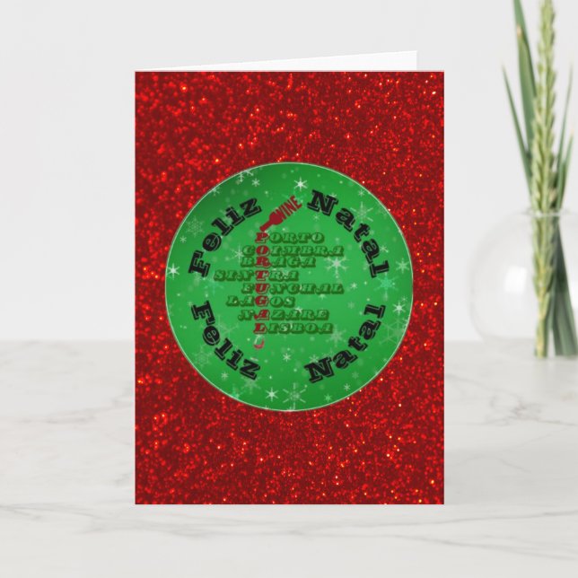 Feliz Natal Portugal Wine Lisbon Porto Braga  Holiday Card (Front)