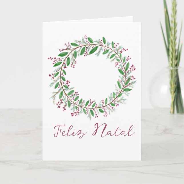 Feliz Natal, Portugese Christmas  Holiday Card (Front)