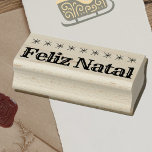 Feliz Natal Portuguese Christmas Rubber Stamp<br><div class="desc">Happy Christmas in Portuguese on a stamp for your Christmas Holiday Cards. The frost paints delicate patterns on the windowpane, a silent competition with the twinkling fairy lights strung across the bushes outside. Inside, you nestle deeper into your armchair, the worn fabric like a warm hug. A mug of cocoa,...</div>