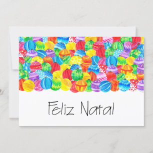 Feliz Natal Portuguese Christmas , watercolor Invitation