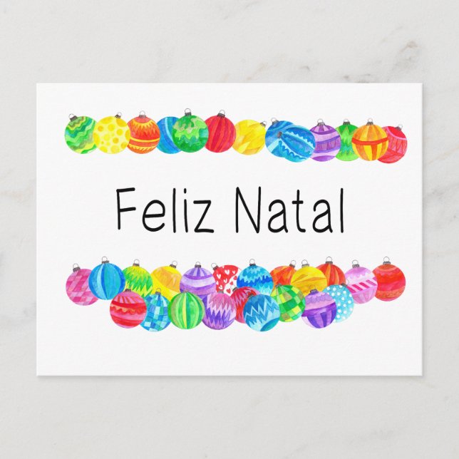 Feliz Natal Portuguese Christmas , watercolor Postcard (Front)