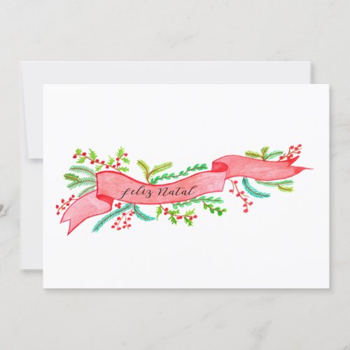 Feliz Natal watercolor Christmas banner Invitation