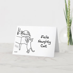 Feliz Naughty Cat - Funny Cat Christmas Holiday Card