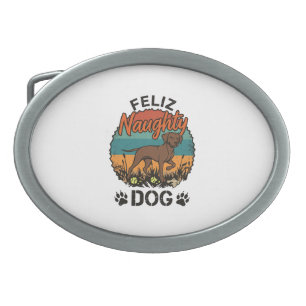 Feliz Naughty Dog Brown Retro Sun Paw Prints Belt Buckle