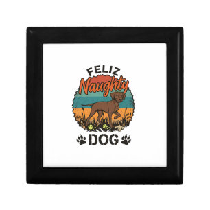Feliz Naughty Dog Brown Retro Sun Paw Prints Gift Box