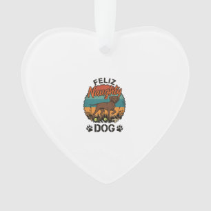 Feliz Naughty Dog Brown Retro Sun Paw Prints Ornament