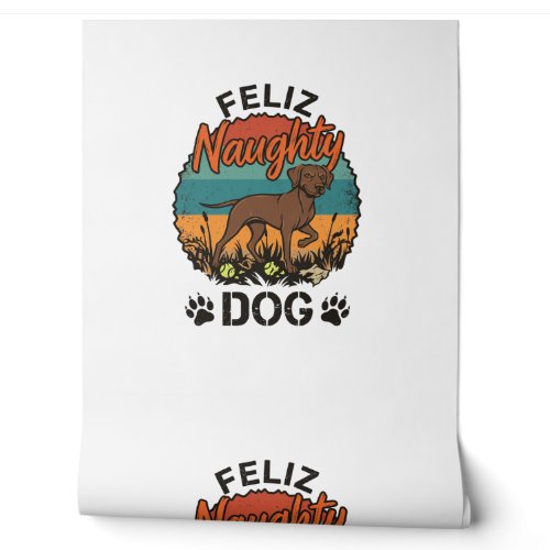 Feliz Naughty Dog Brown Retro Sun Paw Prints Wallpaper
