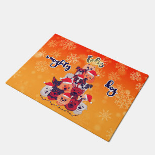Feliz Naughty Dog Christmas Design Doormat