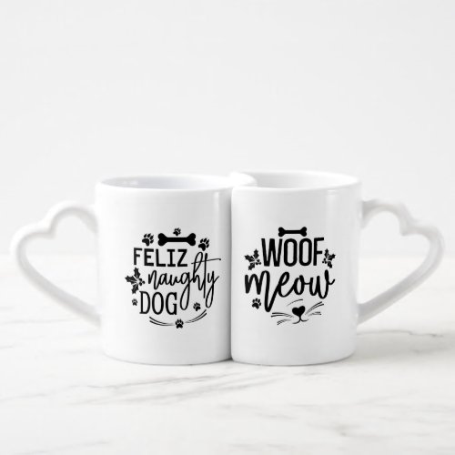  feliz  naughty dog  woof meow Lovers mug