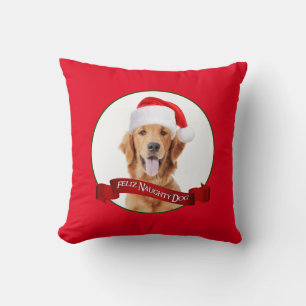 Feliz Naughty Golden Retriever Throw Pillow
