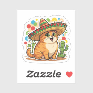 Feliz Navi-cat Funny Sombrero Cat Christmas Lights Sticker