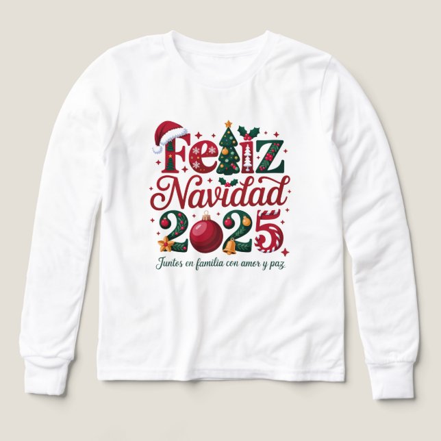 Feliz Navidad 2025 Family Christmas Spanish Tri-Blend Shirts (Design Front)