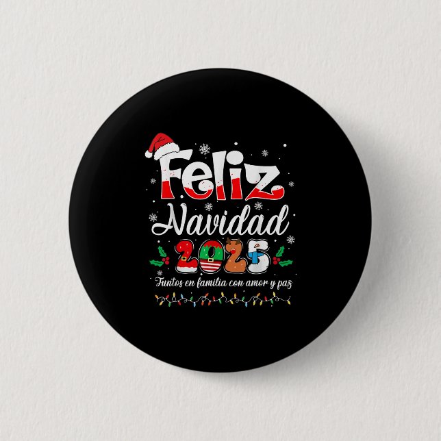 Feliz Navidad 2025 Matching Family Spanish Christm Button (Front)