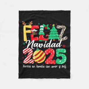 Feliz Navidad 2025 Spanish Christmas Mexican Famil Fleece Blanket