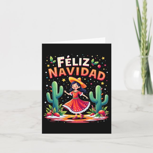 Feliz Navidad 2025 Spanish Mexican Christmas Feliz Card (Front)