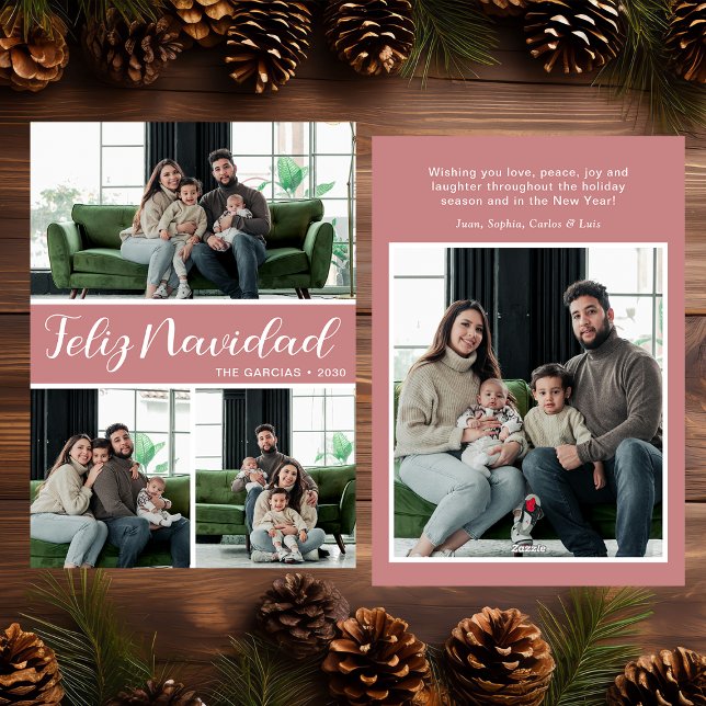 Feliz Navidad 4 Photo Flat Holiday Card (Creator Uploaded)