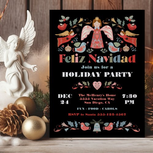 Feliz Navidad Angel Mexican Christmas Party Invitation