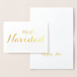Feliz Navidad Año Spanish Christmas Elegant Script Foil Card