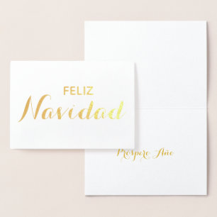 Feliz Navidad Año Spanish Christmas Elegant Script Foil Card