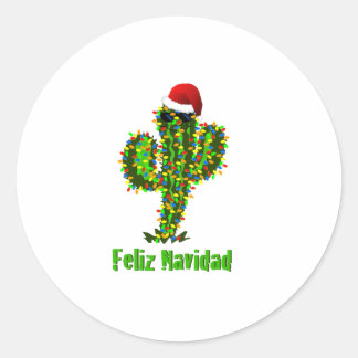 Feliz Navidad - Arizona Christmas Saguaro Lights Classic Round Sticker
