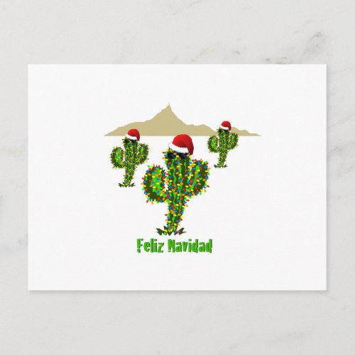 Feliz Navidad _ Arizona Christmas Saguaro Lights Holiday Postcard