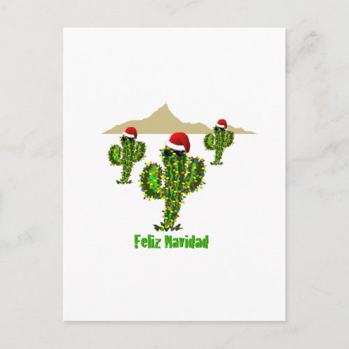 Feliz Navidad _ Arizona Christmas Saguaro Lights Holiday Postcard
