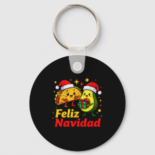 Feliz Navidad Avocado Tacos Mexican Xmas Family Ma Keychain