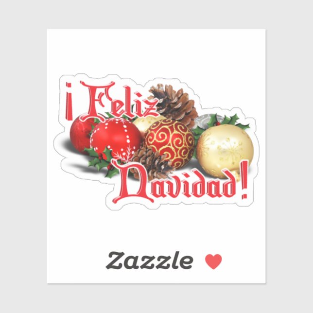 Feliz Navidad Baubles Ornaments Christmas Sticker (Sheet)
