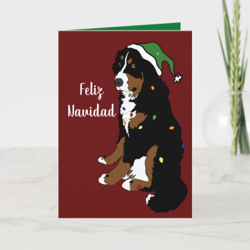 Feliz Navidad Bernese Mountain Dog Card