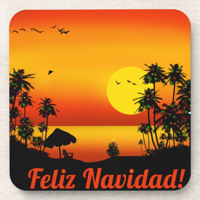 feliz Navidad Beverage Coaster (Front)