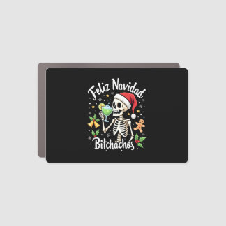 Feliz Navidad Bitchachos Funny Skull Spanish Merry Car Magnet