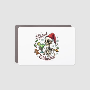 Feliz Navidad Bitchachos Funny Skull Spanish Merry Car Magnet