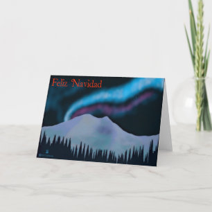 Feliz Navidad - Blue Aurora Holiday Card