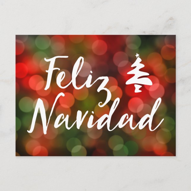 Feliz Navidad (bokeh lights) Holiday Postcard (Front)