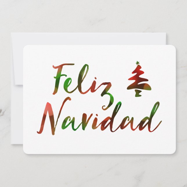 Feliz Navidad (bokeh tree lights) Holiday Card (Front)