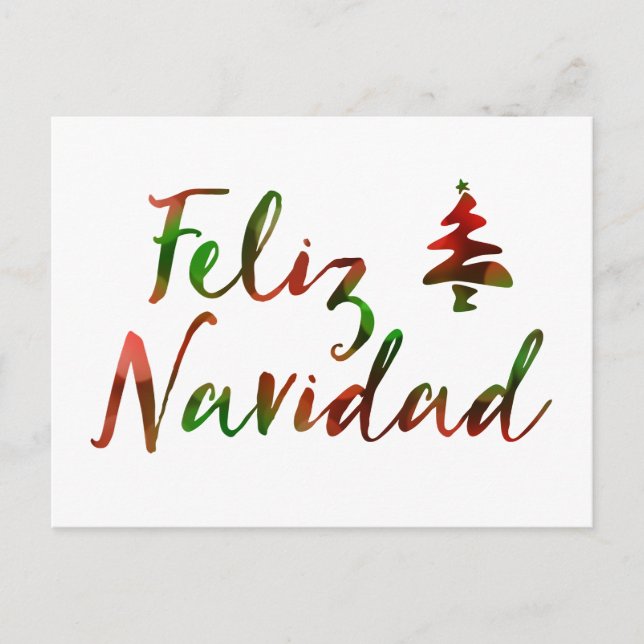 Feliz Navidad (bokeh tree lights) Holiday Postcard (Front)
