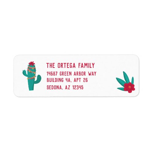 Feliz Navidad Bright and Festive Cactus Christmas Label