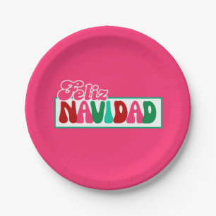 Feliz Navidad - Bright pink Paper Plates
