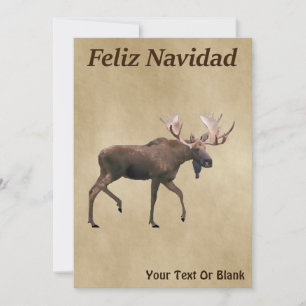 Feliz Navidad - Bull Moose On Old Paper