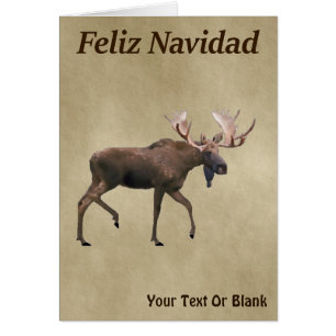 Feliz Navidad - Bull Moose On Old Paper Cards