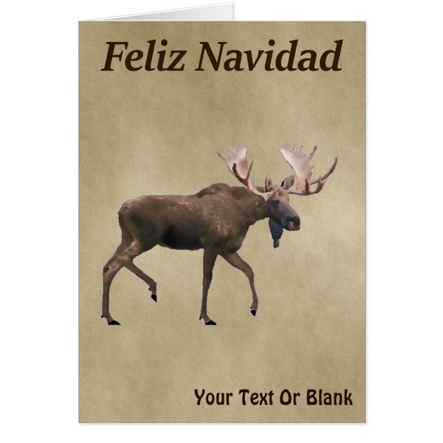 Feliz Navidad - Bull Moose On Old Paper Cards (Front)
