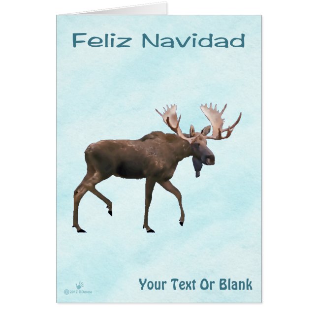 Feliz Navidad - Bull Moose On Snow Cards (Front)