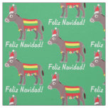 Feliz Navidad! Burro Dressed Up for the Holidays Fabric