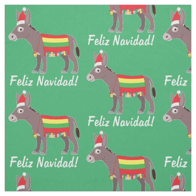 Feliz Navidad! Burro Dressed Up for the Holidays Fabric (Swatch)